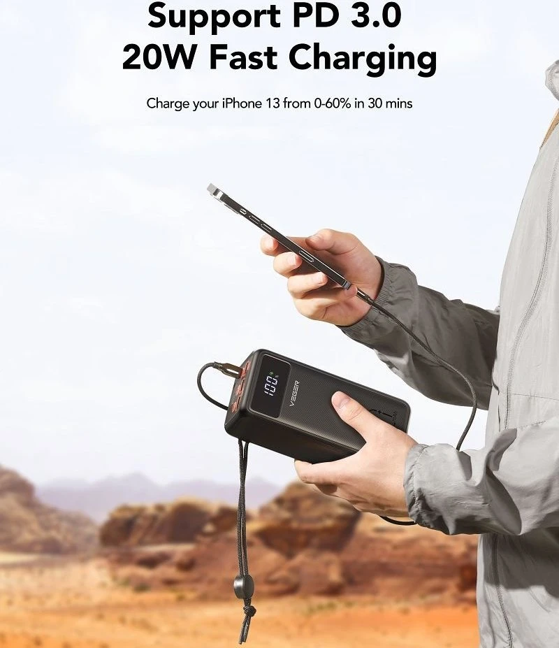 Powerbank Veger Tank Lite (W5001) PD QC3.0 5A 22,5W 50000 mAh juodas