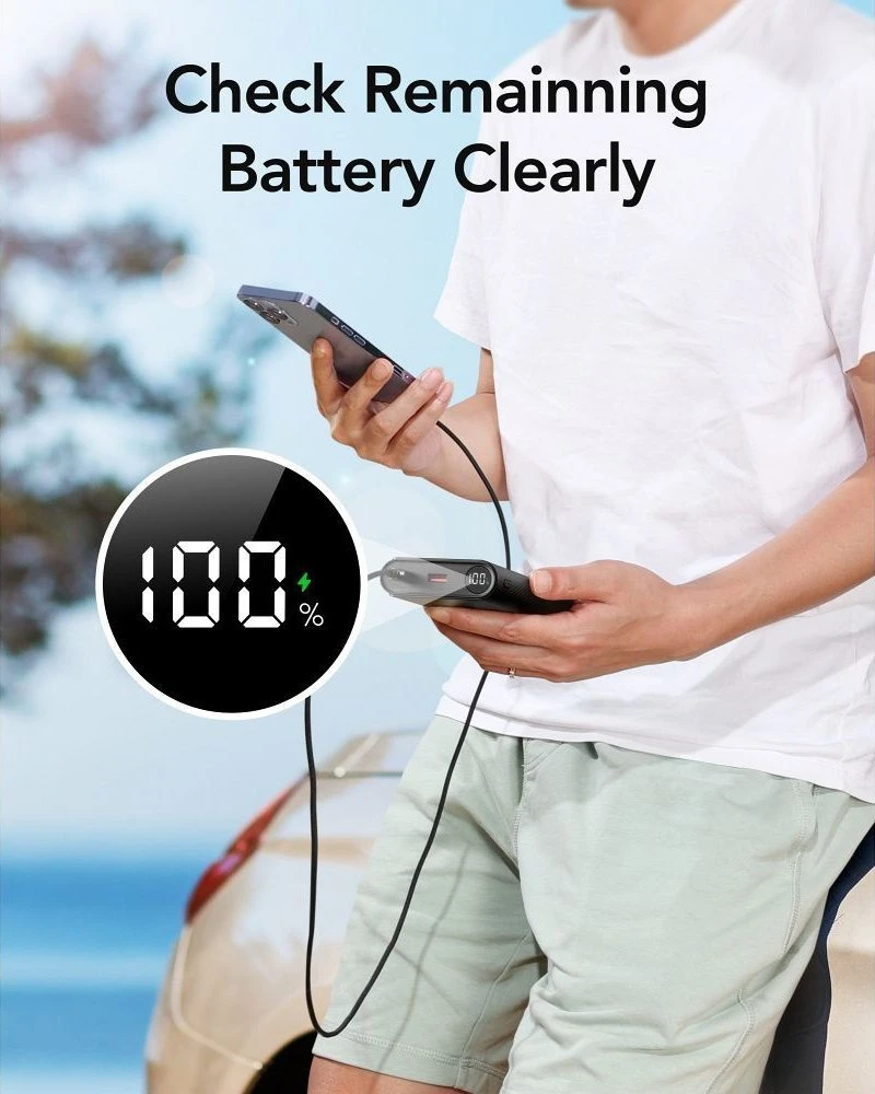 Nešiojamoji baterija Veger TCE130 (W2503) PD 130W 25000 mAh su integruotais C tipo laidais / Lightning juodas