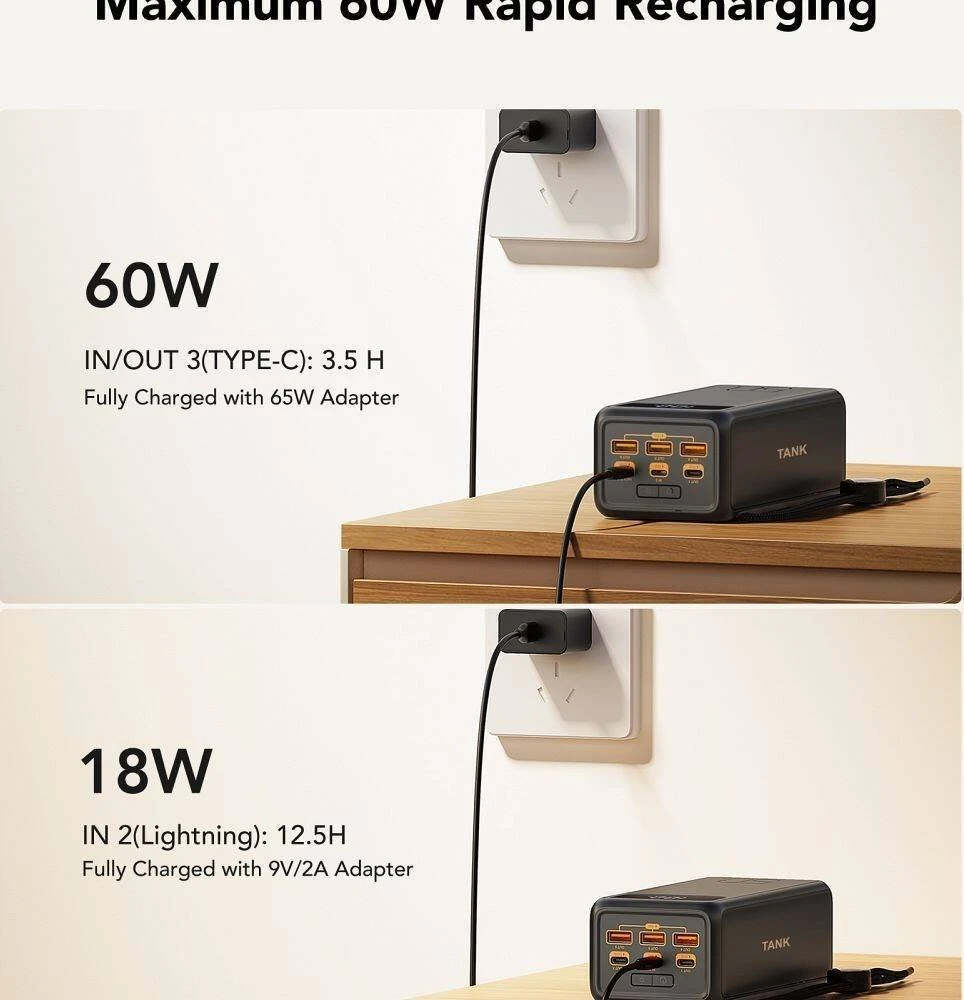 Powerbank Veger Tank Boost (W5001C) PD QC3.0 5A 130W 56000 mAh juodas