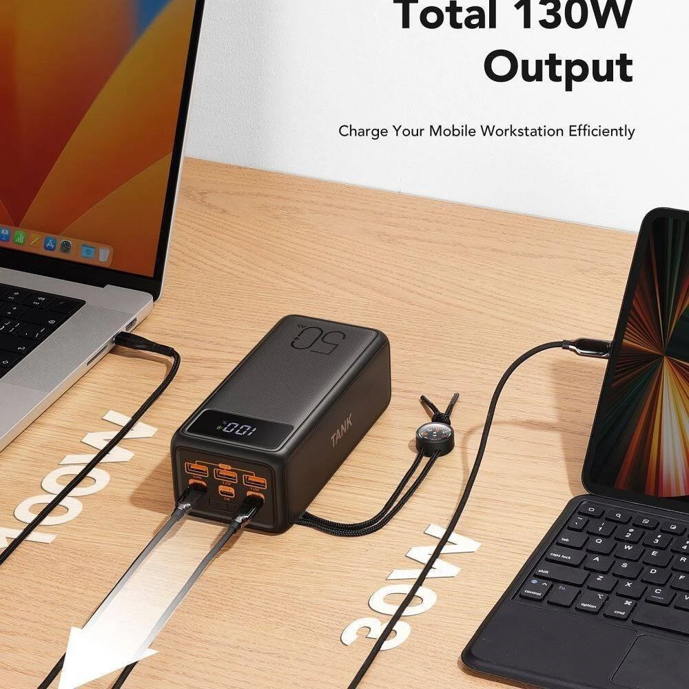 Powerbank Veger Tank Boost (W5001C) PD QC3.0 5A 130W 56000 mAh juodas