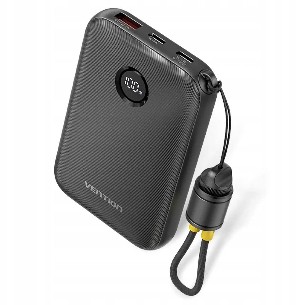 Vention 10000mAh Powerbank 2xUSB-C 1xUSB-A 22.5W, juodas