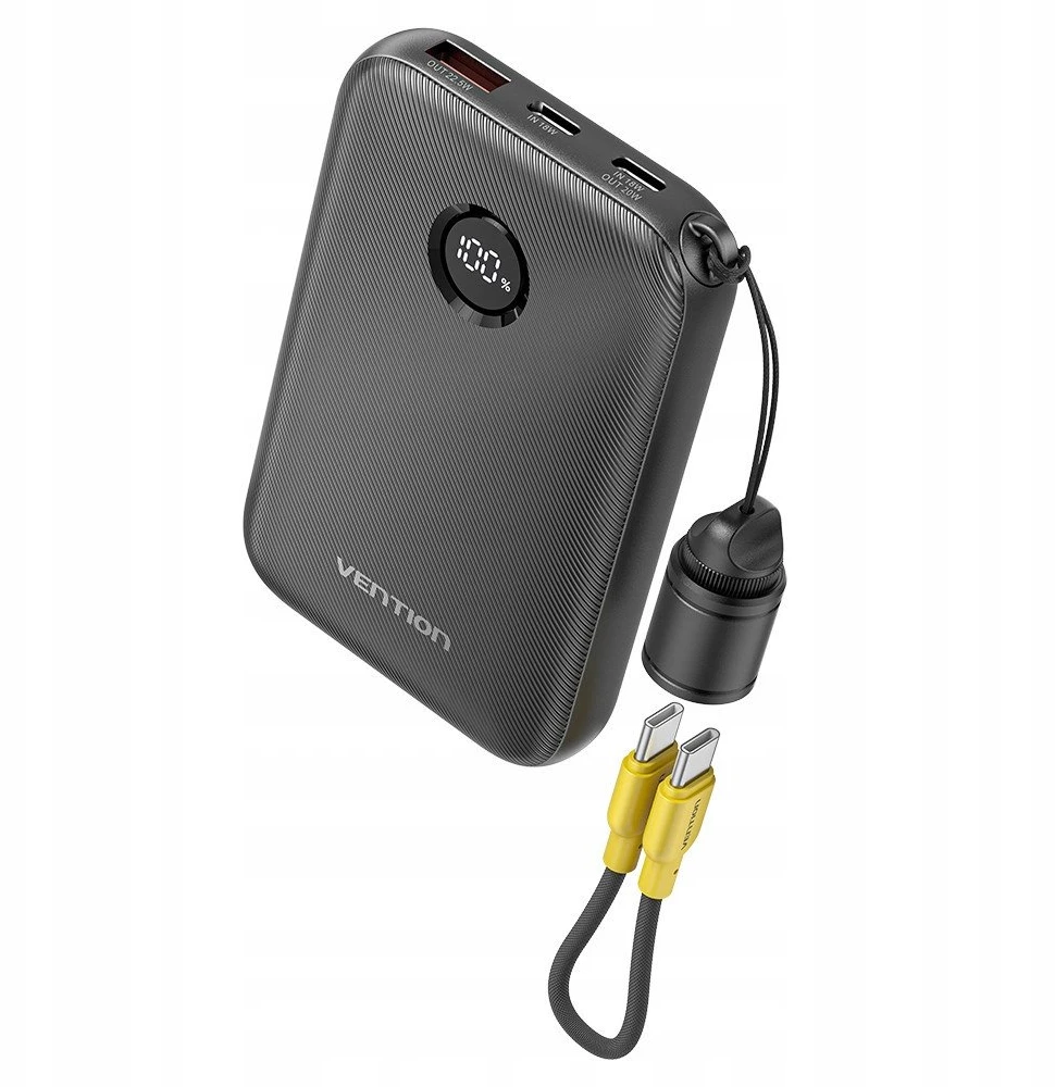 Vention 10000mAh Powerbank 2xUSB-C 1xUSB-A 22.5W, juodas