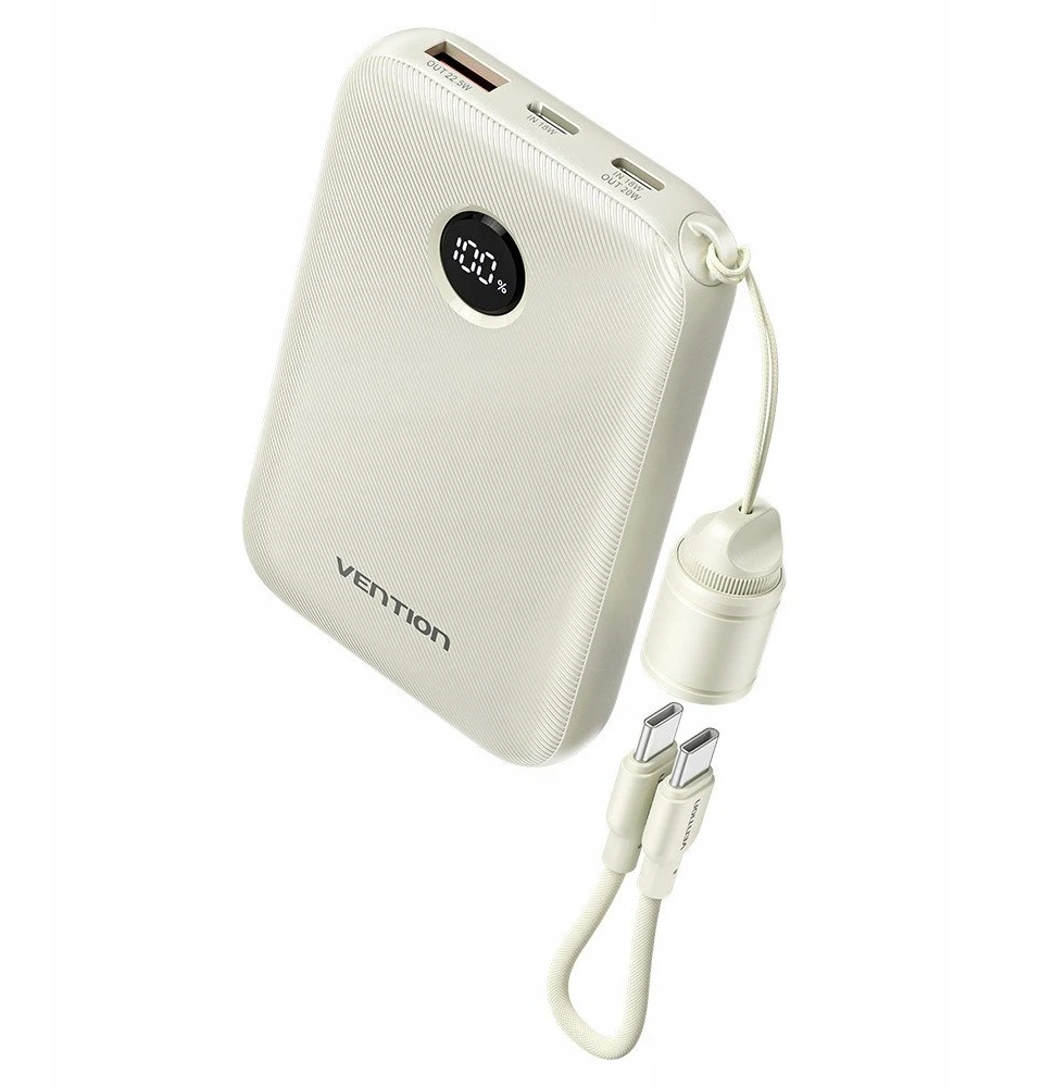 Vention 10000mAh Powerbank 2xUSB-C 1xUSB-A 22.5W, beige