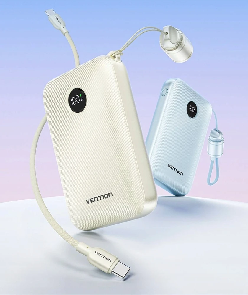 Vention 10000mAh Powerbank 2xUSB-C 1xUSB-A 22.5W, mėlynas