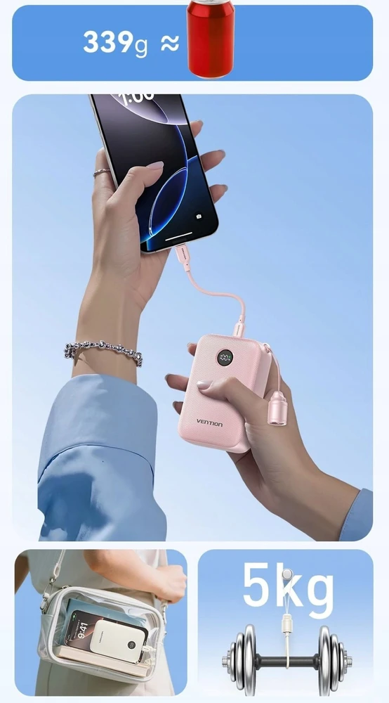 Nešiojamoji baterija „Vention“ 20000mAh, 2xUSB-C, 1xUSB-A, 22,5W