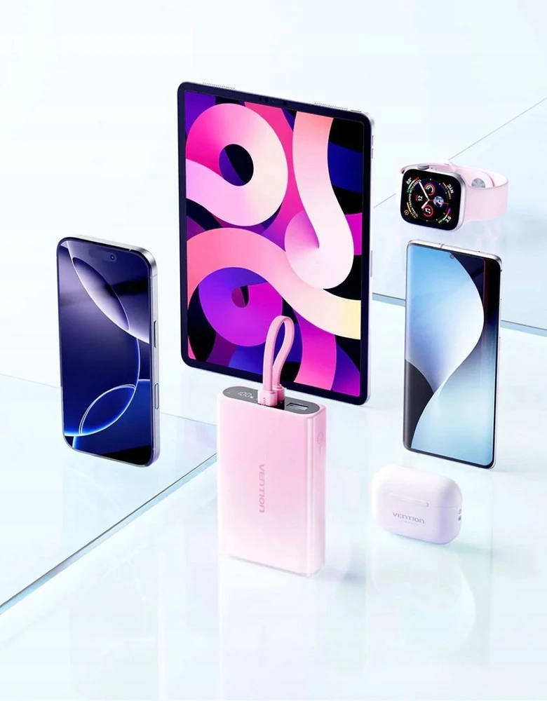 „Vention“ 10000 mAh išorinė baterija su LED ekranu, USB-C + „Lightning“ + USB-A, 22,5 W (varis)