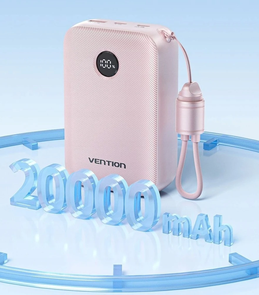 Nešiojamoji baterija „Vention“ 20000mAh, 2xUSB-C, 1xUSB-A, 22,5W, juoda