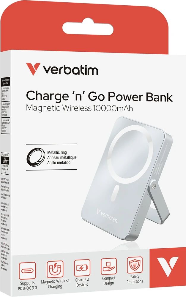 Powerbank Verbatim Charge n Go 10000mAh su stoveliu Magnetic Wireless mėlynos spalvos 32266