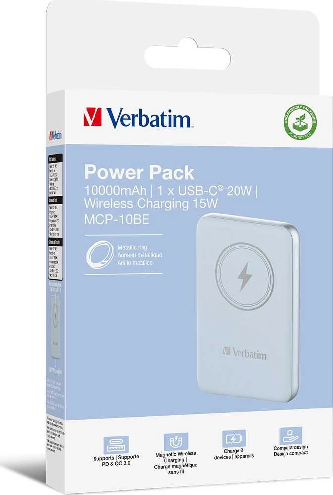 „Verbatim“ belaidis magnetinis išorinis akumuliatorius „n Go“ 15 W 10000 mAh mėlynas 32247