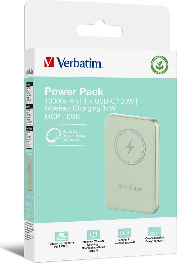 „Verbatim“ belaidis magnetinis išorinis akumuliatorius „n'Go“ 15 W 10000 mAh žalias 32246