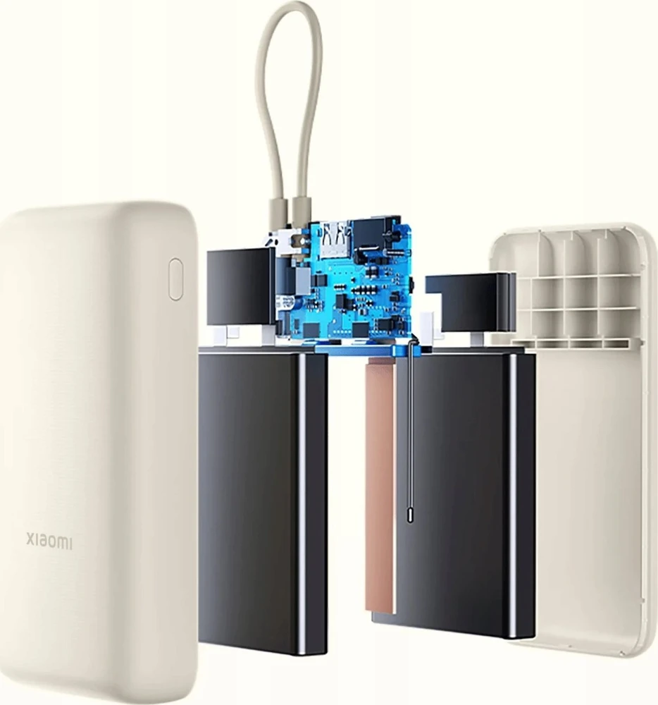 „Xiaomi 33W Power Bank“ (integruotas laidas) | 20000 mAh | USB-C/USB-C laidas/USB-A | Mėlyna