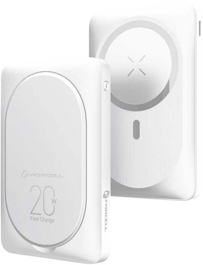 Nešiojamoji baterija, suderinama su „MagSafe Forcell F-Energy MagStand F10K2 QC3.0 PD 5A 20W 10000 mAh baltas“