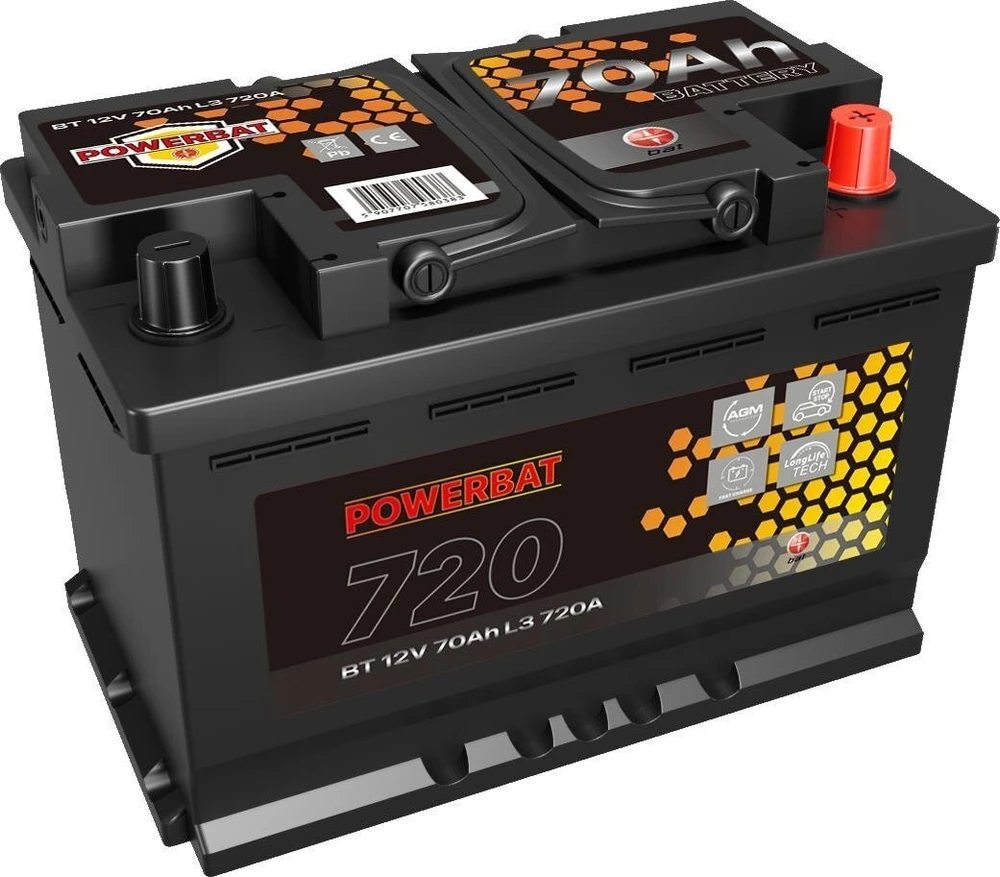 Akumuliatorius AGM automobilinis START-STOP POWERBAT L3 12 V 70 Ah
