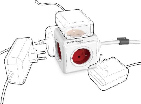 Allocacoc PowerCube Extended USB 1,5 m - raudona