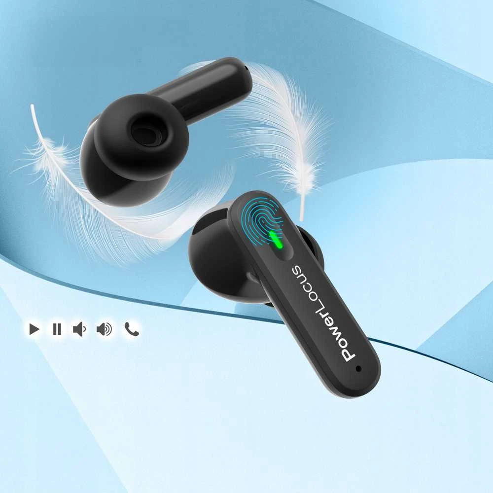 PowerLocus Fit Active juodos ausinės su jutikliniu valdymu