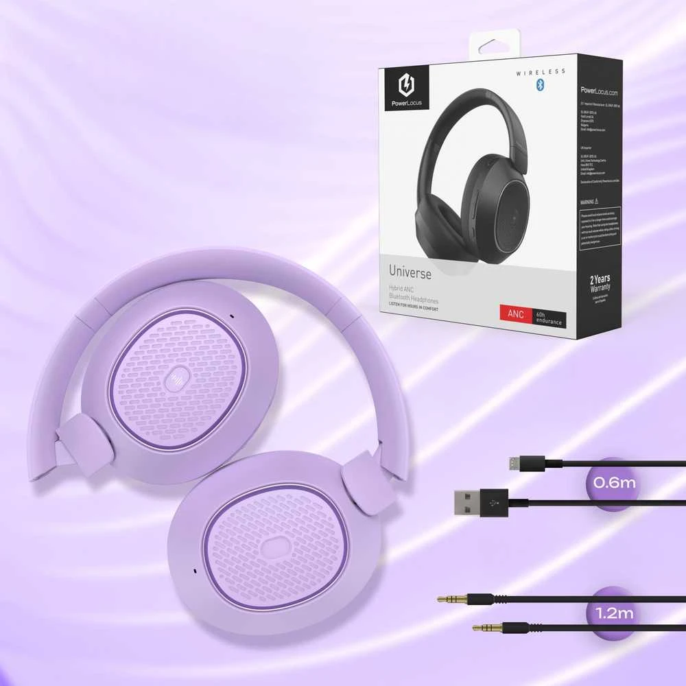 PowerLocus Universe ausinės violetinės su priedais