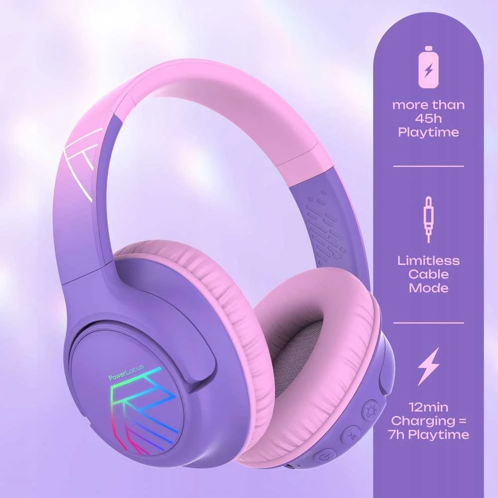 PowerLocus Bobo Kids ausinės su techninių duomenų grafika
