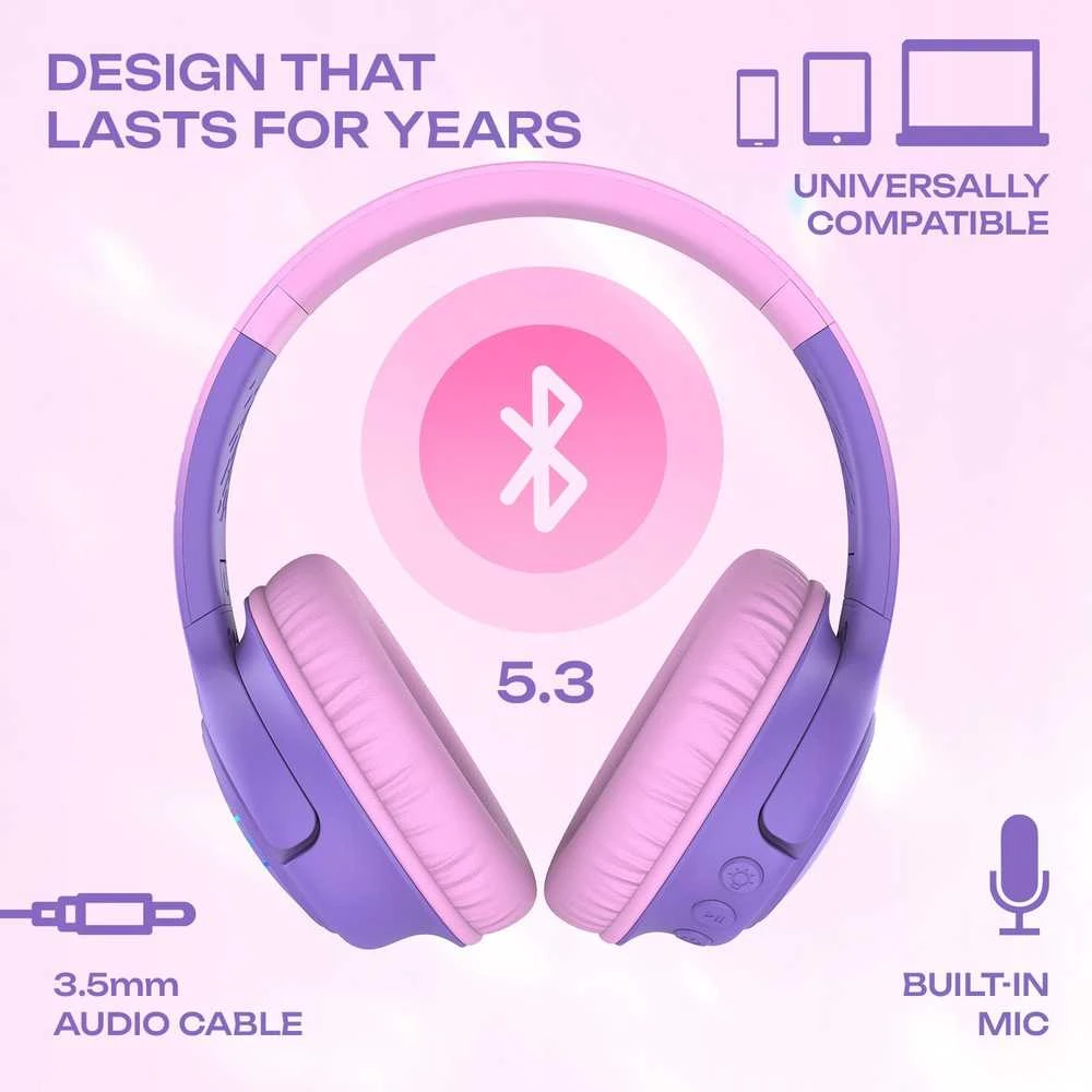 Rožinė PowerLocus Bluetooth Ausinės Bobo Kids PUR\Rožinis