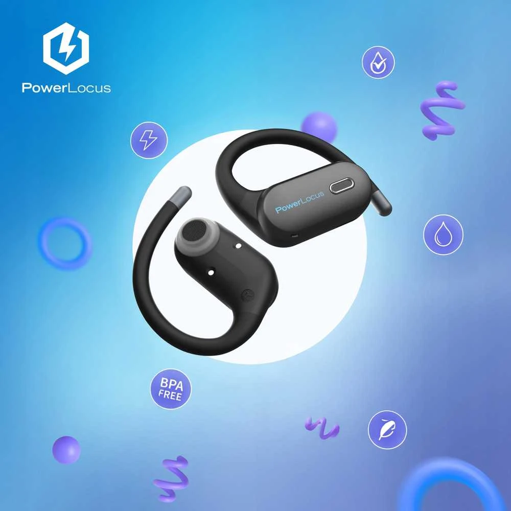 PowerLocus Kids Jumpy juodos ausinės su laikikliais