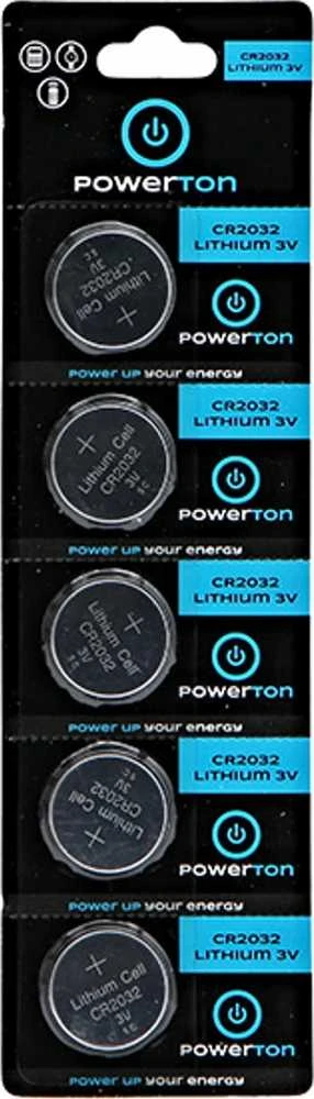 Powerton CR2032 ličio baterijos 5 vnt. pakuotėje