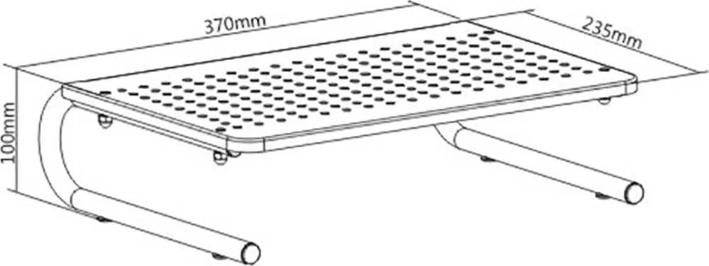 Laikiklis Powerton monitoriaus stovas, vieta klaviatūrai, juoda, metalas/plastikas, 20 kg keliamoji galia, Powerton, ergo