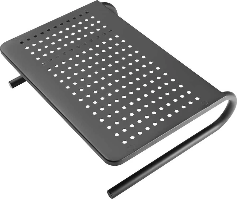 Laikiklis Powerton monitoriaus stovas, vieta klaviatūrai, juoda, metalas/plastikas, 20 kg keliamoji galia, Powerton, ergo
