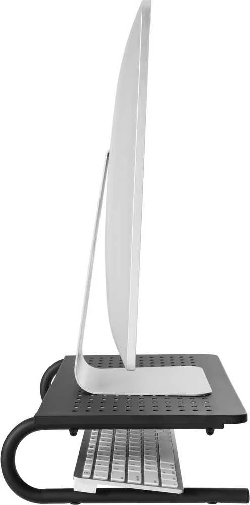 Laikiklis Powerton monitoriaus stovas, vieta klaviatūrai, juoda, metalas/plastikas, 20 kg keliamoji galia, Powerton, ergo
