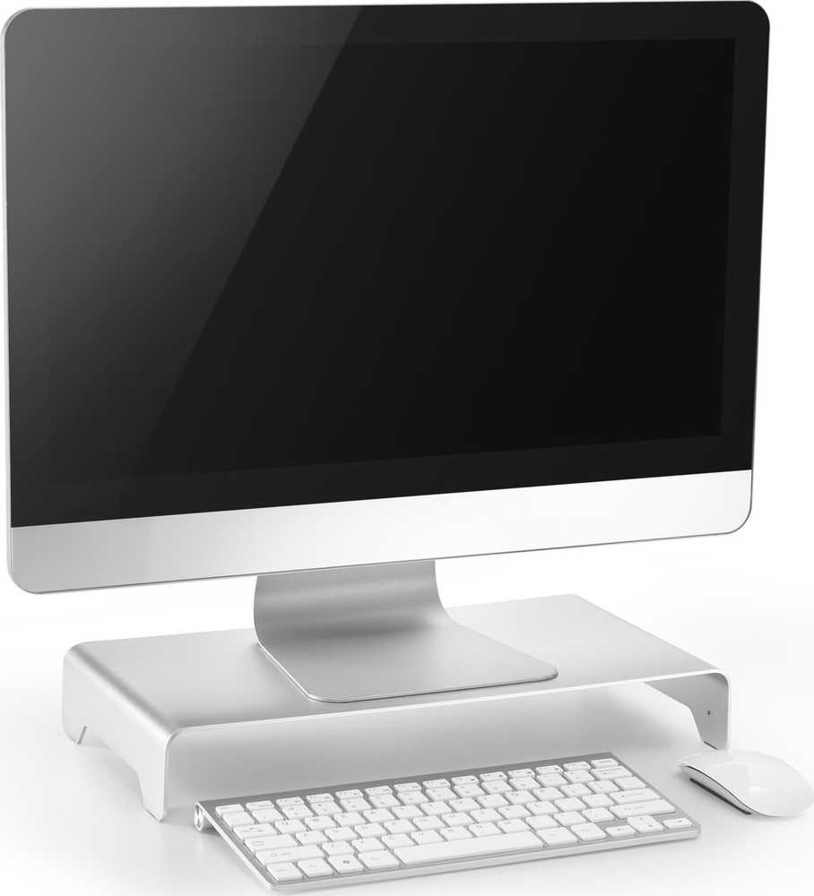 Laikiklis Powerton pagrindas pagal monitoriaus, modernus minimalistinio dizaino, sidabro, aliuminio, 10 kg apkrovos pajėgumas, Powerton, ergo