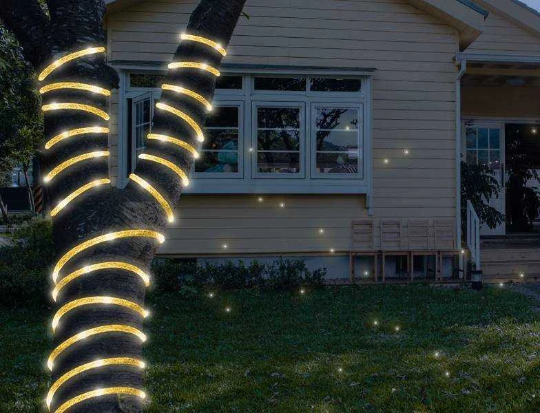 PR Dekoratyvinė virvelė 100 LED su blizgučiais, auksine, šiltai balta šviesa