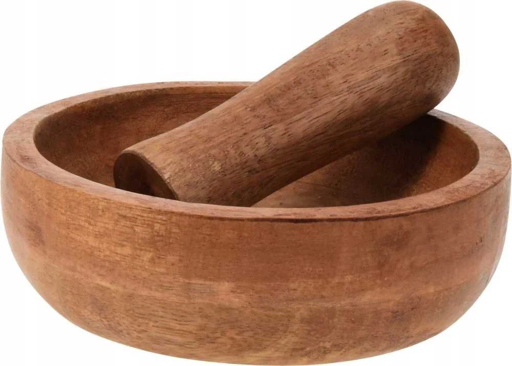 Practic Mörser Holzmörser Küchenmörser Gewürzmörser mit Stößel aus Holz