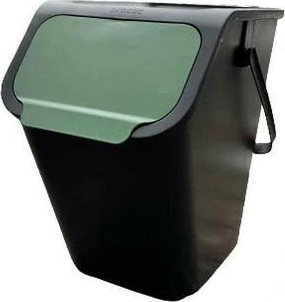 Šiukšliadėžė BINI, 25 l, juoda, žalia