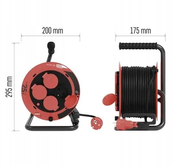 Emos Ilgintuvas Emos P084253 susukamas guminis - 4 lizdai 3x1 25m