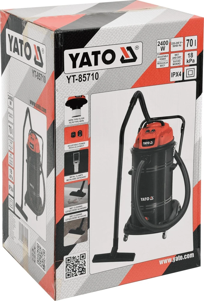 Yato Pramoninis dulkių siurblys YT-85710,  2400W, 70 l, sausas/drėgnas siurbimas