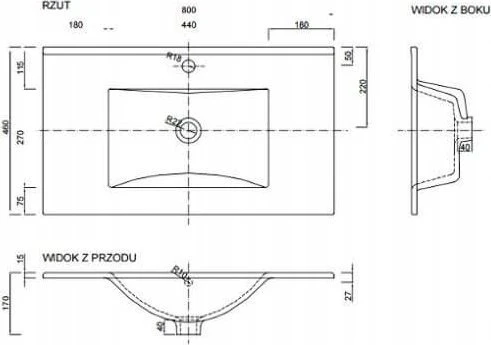 Praustuvė DEFTRANS PLAN 1724, 800×440 mm