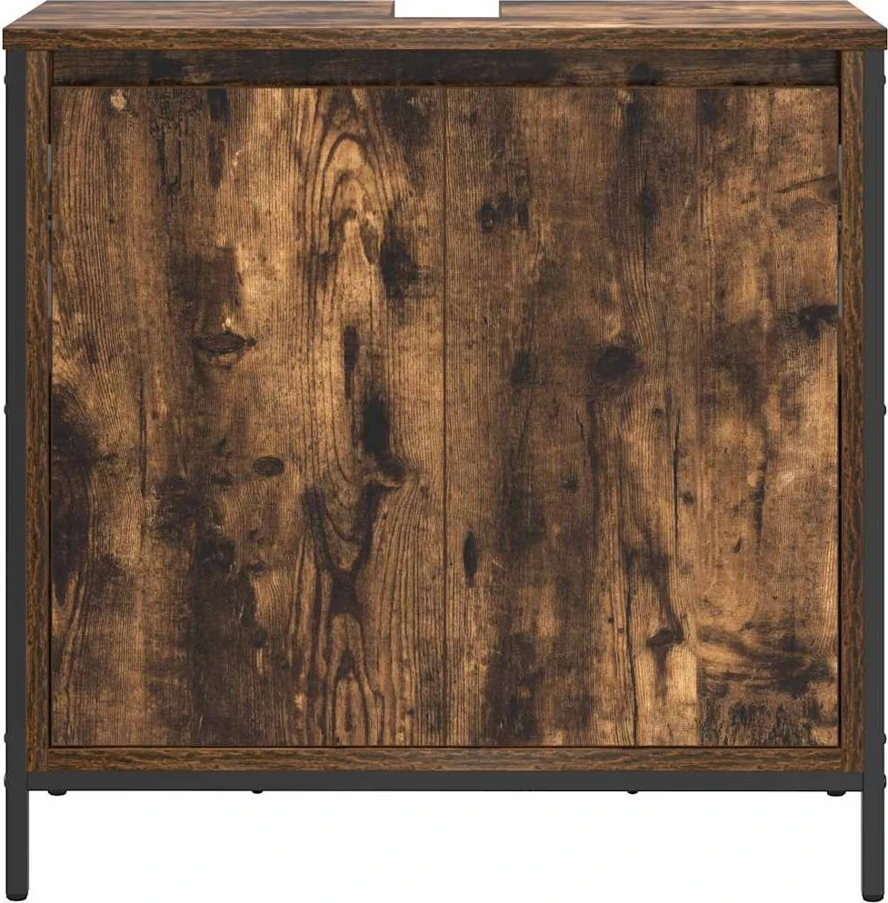 Vonios kambario spintelė praustuvui, dūminto ąžuolo spalvos, 60x34,5x60 cm