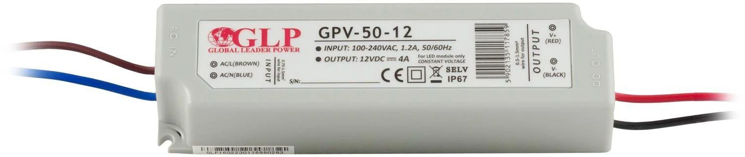 TST 50W LED Maitinimo šaltinis GLP 12V IP67