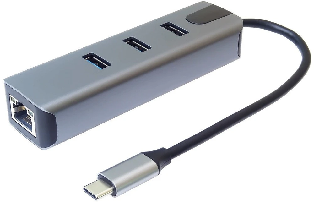 USB-C šakotuvas su tinklo plokšte ir 3 USB jungtimis