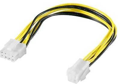 PremiumCord ATX/EPS 4 kontaktų – ATX/EPS 8 kontaktų, 0,24 m, Geltonas (kn-16)