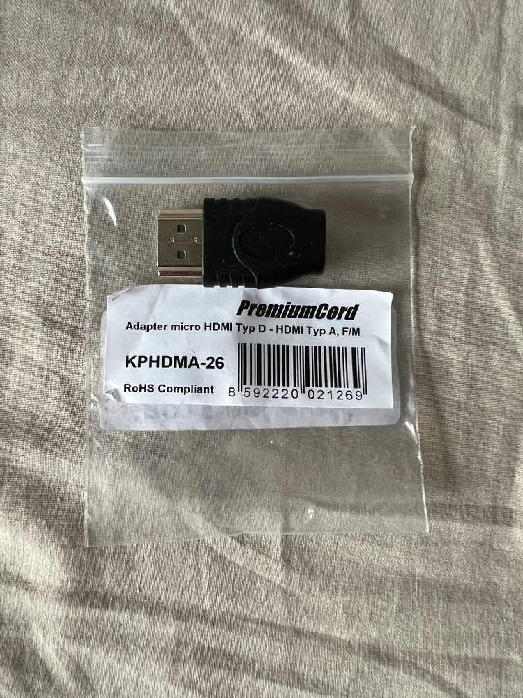 PremiumCord AV adapterio mikro adapteris HDMI D tipo lizdas – HDMI A tipo vyriškas adapteris