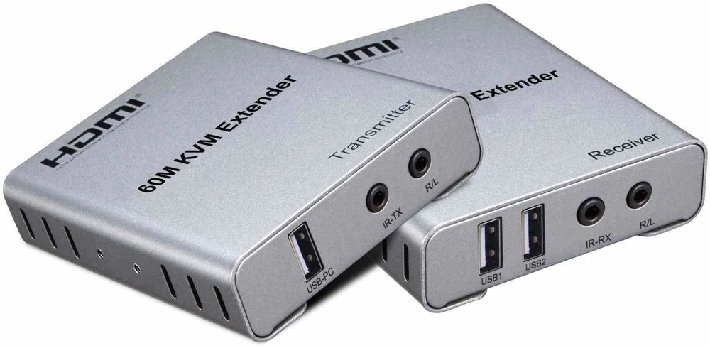„PremiumCord“ HDMI KVM ilgintuvas su 2 USB jungtimis iki 60 m, garsas per vieną Cat5/6 kabelį