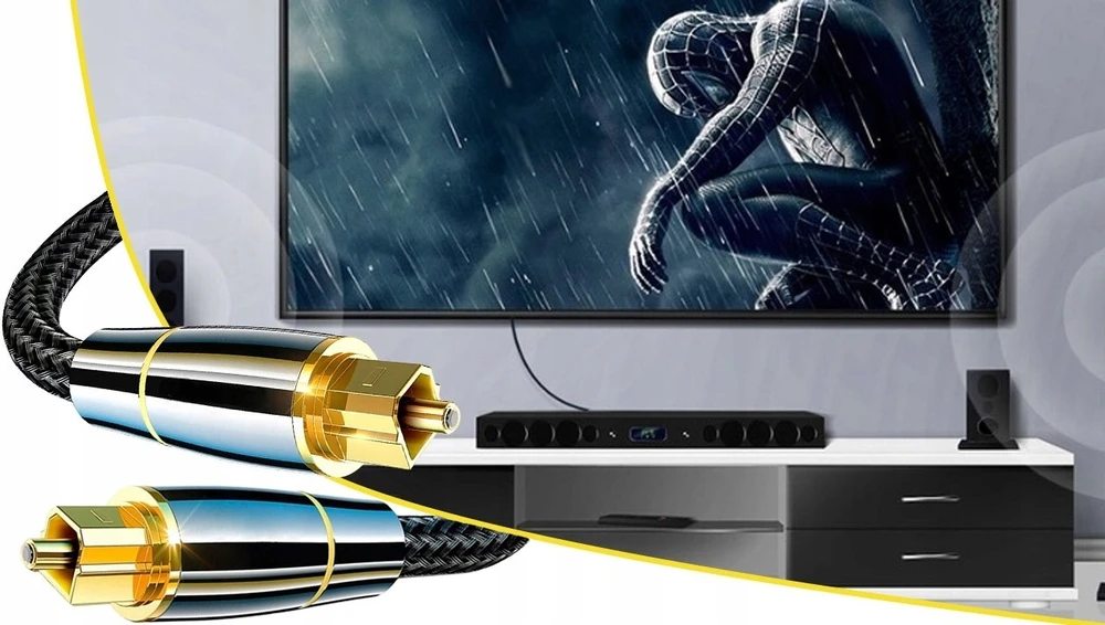 „PremiumCord“ optinis garso kabelis „Toslink“, OD: 7 mm, auksinio metalo dizainas + 0,5 m nailonas