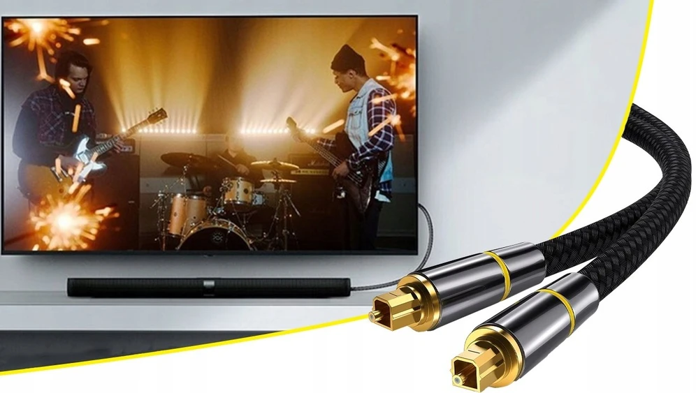 „PremiumCord“ optinis garso kabelis „Toslink“, OD: 7 mm, auksinio metalo dizainas + 0,5 m nailonas