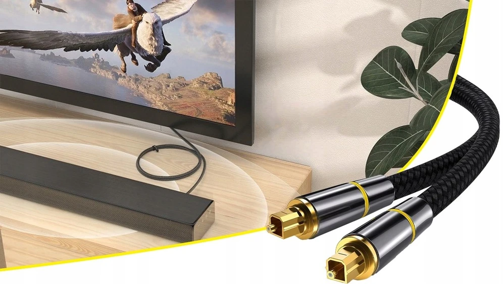 „PremiumCord“ optinis garso kabelis „Toslink“, OD: 7 mm, auksinio metalo dizainas + 0,5 m nailonas