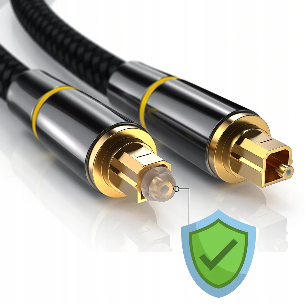 „PremiumCord“ optinis garso kabelis „Toslink“, OD: 7 mm, auksinio metalo dizainas + 0,5 m nailonas