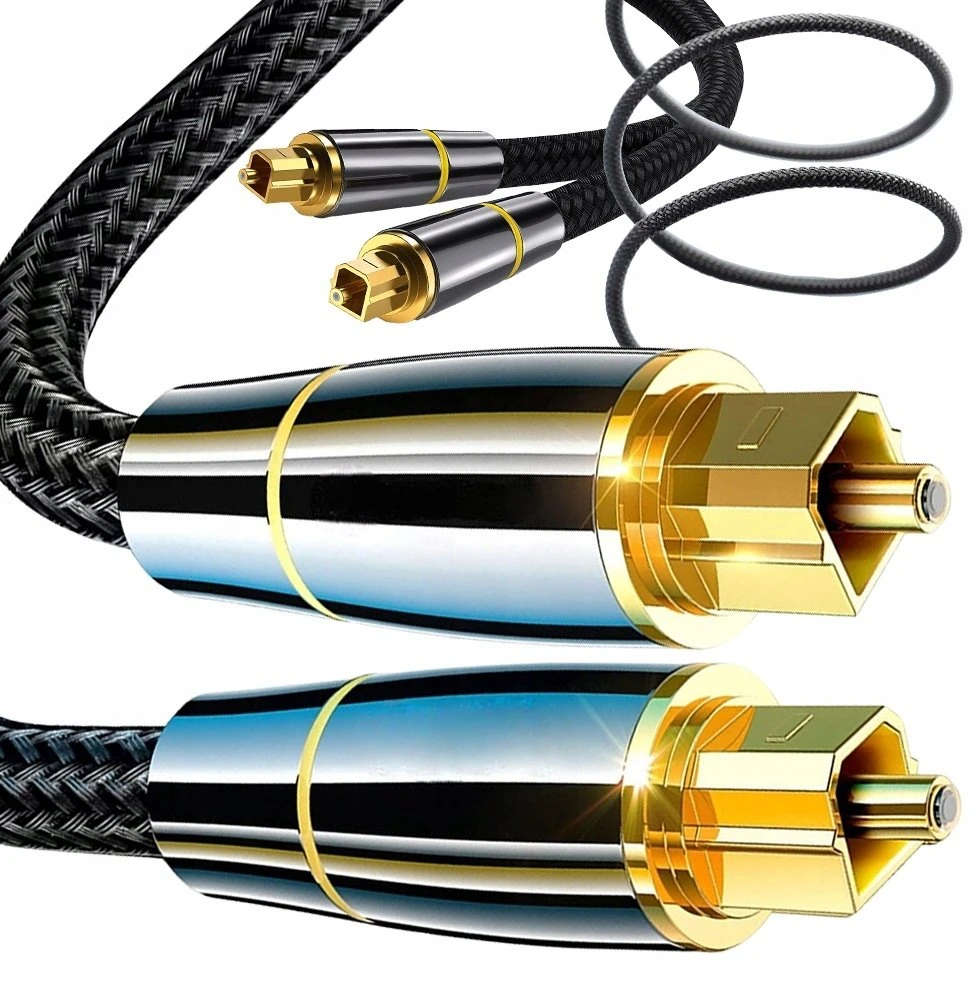 „PremiumCord“ optinis garso kabelis „Toslink“, OD: 7 mm, auksinio metalo dizainas + 0,5 m nailonas