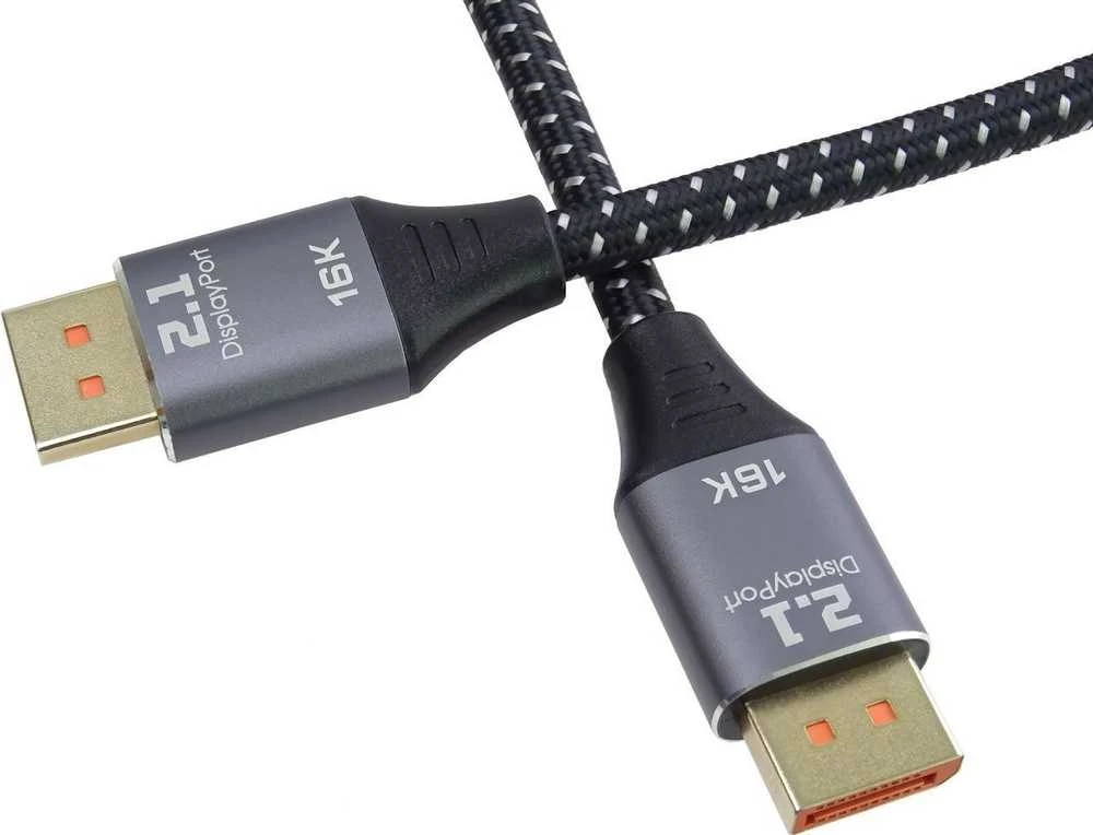 DisplayPort 2.1 kabelio jungtys su 16K žyma