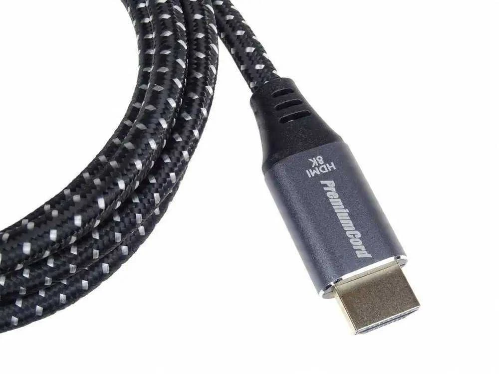 PREMIUMCORD HDMI 2.1 didelės spartos + Ethernet kabelis 8K@60Hz, paauksuotos jungtys, 1,5 m