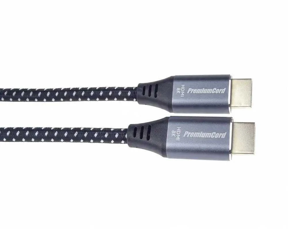 PREMIUMCORD HDMI 2.1 didelės spartos + Ethernet kabelis 8K@60Hz, paauksuotos jungtys, 1,5 m