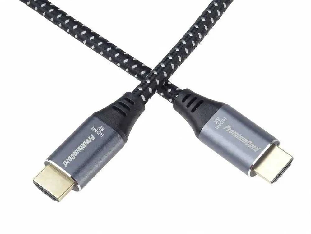 PREMIUMCORD HDMI 2.1 didelės spartos + Ethernet kabelis 8K@60Hz, paauksuotos jungtys, 1,5 m