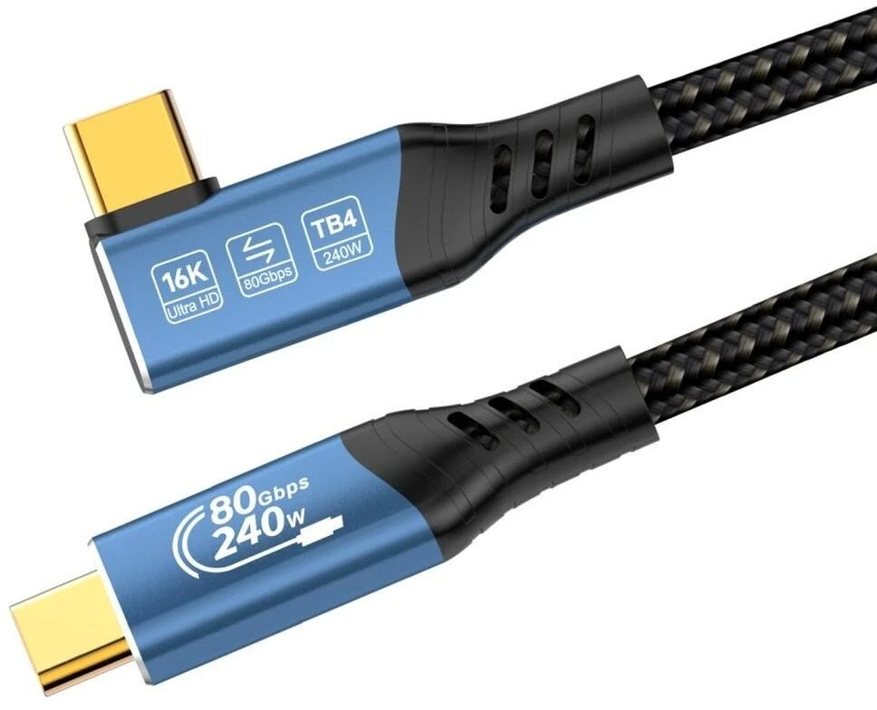 Kabelis USB PremiumCord PREMIUMCORD Kabelis USB4™ Version2.0 80Gbps 16K@60Hz 240W Thunderbolt 3 a 4 kabelis zahnutý 1,5m